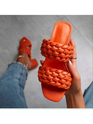 Chaussures tresses 5 cm orange