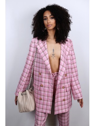 Ensemble blazer à carreau rose