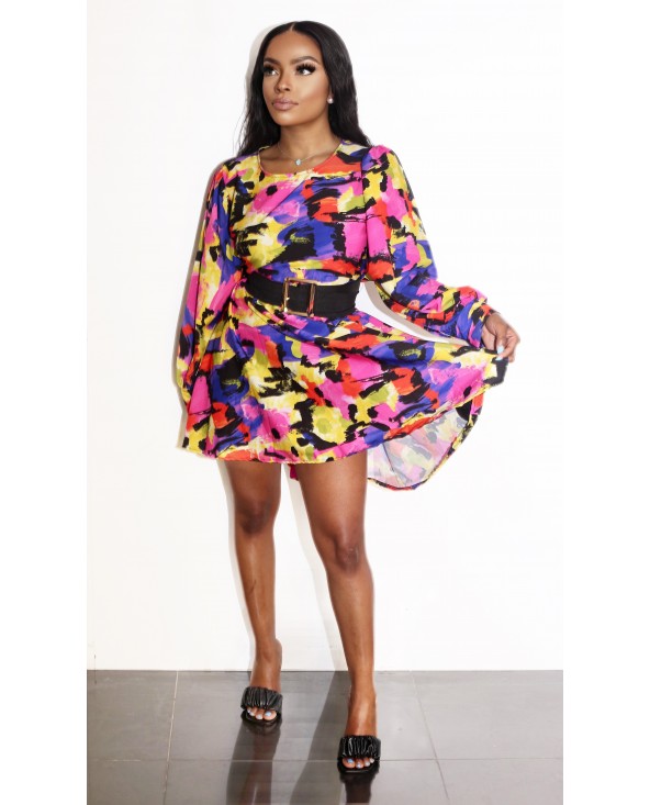 Robe retro multicolouleur