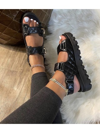 Sandales matelassés tendance noir